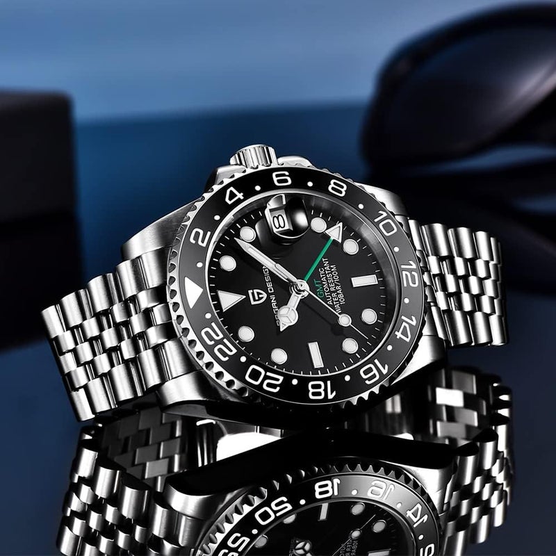 PAGANI DESIGN ساعة أوتوماتيكية ميكانيكية للرجال من باجاني ديزاين 1662 GMT - ستانلس ستيل، زجاج ياقوتي، مقاومة للماء حتى 100 متر - Image 3